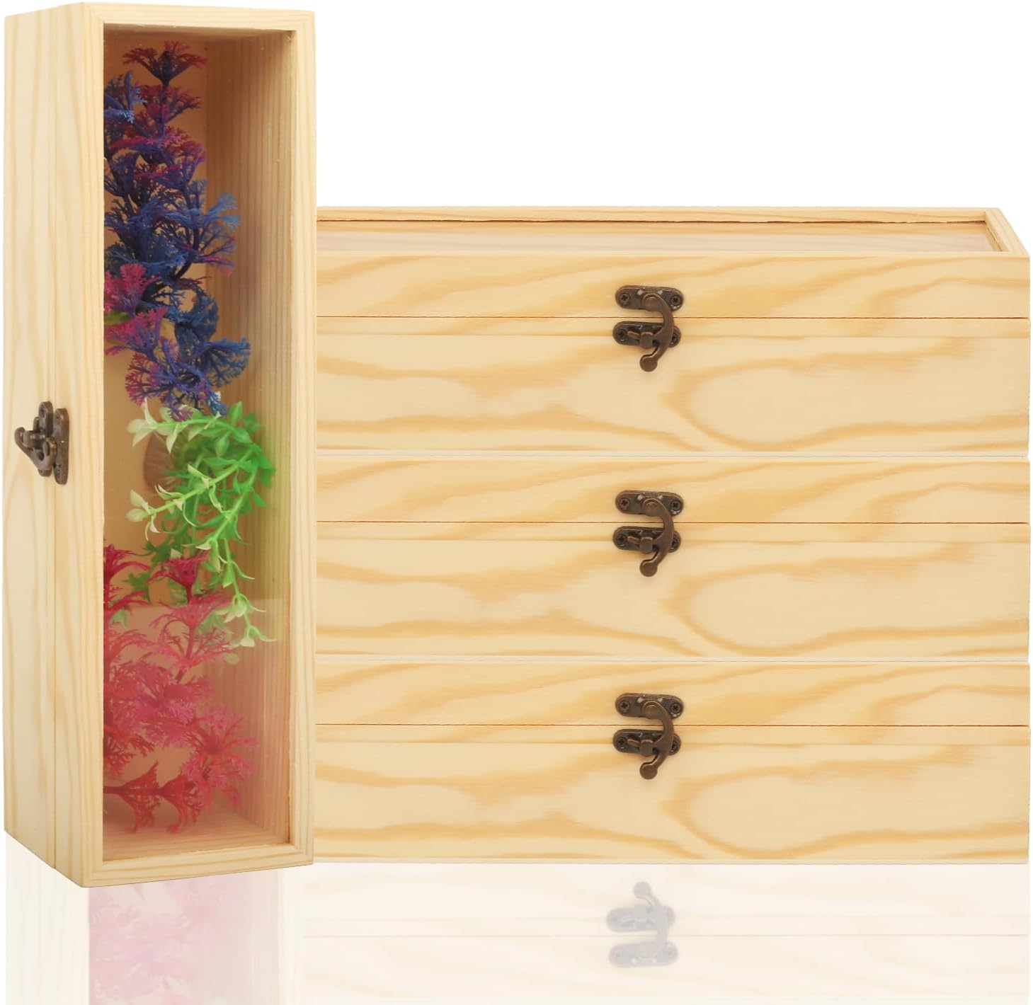 Amazon.com: Nsmykhg Unfinished Wood Box,4 Pack Pine Wood Craft Box DIY ...