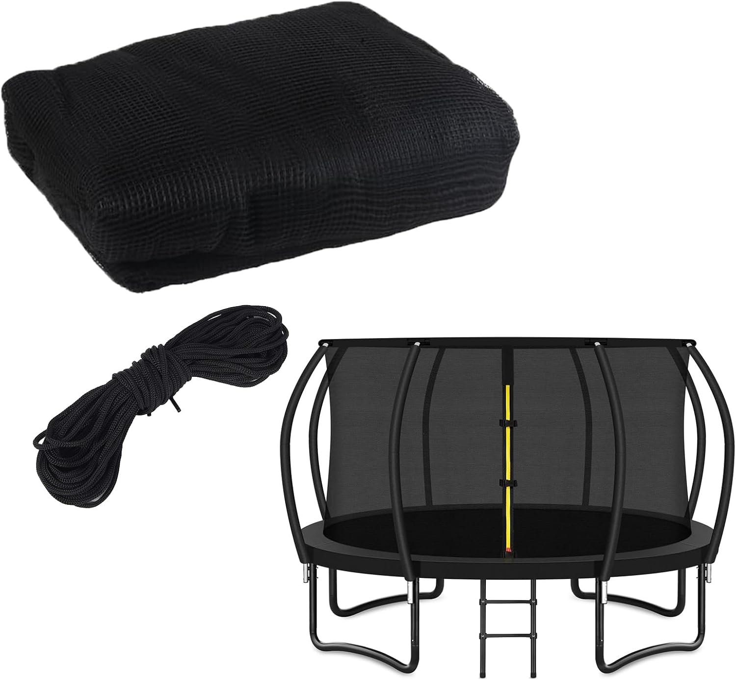 Top Ring Trampoline Enclosure Net Replacement-for 8 Curved Poles Top Ring System, Round Safety Net Only, Trampoline Accessories with Protection Buckles Adjustable Straps Zipper