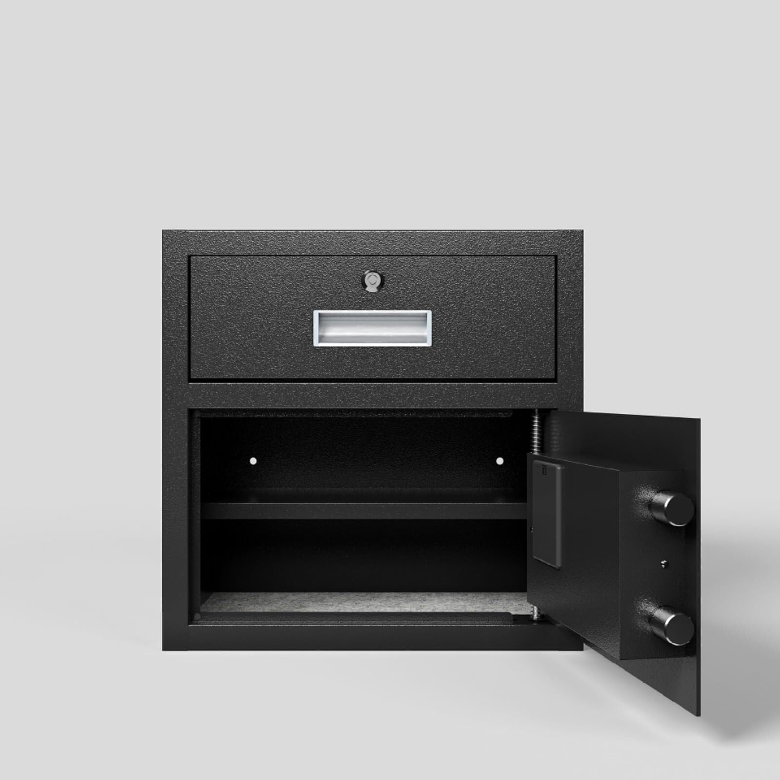 coffre Un coffre-fort de sécurité en acier avec un clavier électronique et une clé de rechange