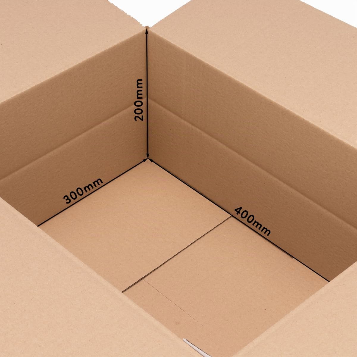 Cartons pliants d'emballage 400 x 300 x 200 mm hauteur variable KK 90 bruns simple cannelure 25 pièces