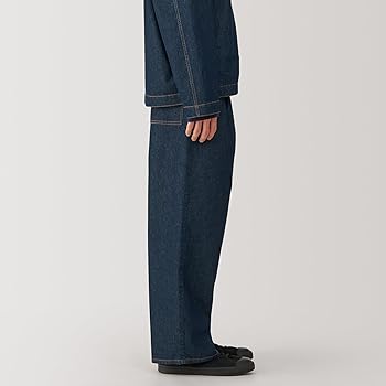 無印良品　和紙混デニムパンツ　Lサイズ　ワイドワンタック MUJI Labo〕婦人 和紙混デニムパンツ（デニムパンツ）｜MUJI