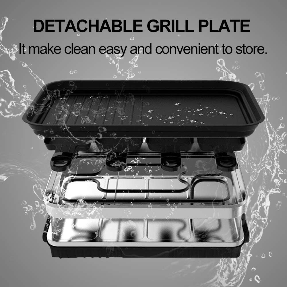 Raclette Grill per 8 Persone, Piastra Griglia Elettrica per Cucinare con Rivestimento Antiaderente Termico,Temperatura Regolabile, Manico Isolato, 8 Padelle, 4 Pala di Legno, 1500 W, Nero