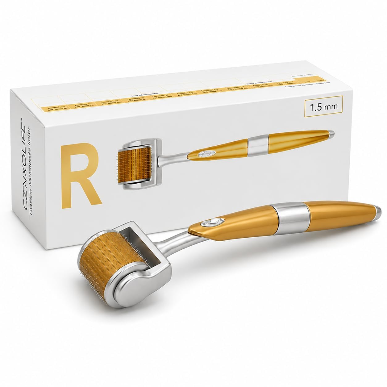 Derma Roller 192 Needles Titanium | 1.5mm Microneedling Roller for Hair Growth, Acne Scars & Anti-Aging | Gold Plated Professional Derma Roller for Face, Scalp & Beard | Safe for Men & Women-image-14