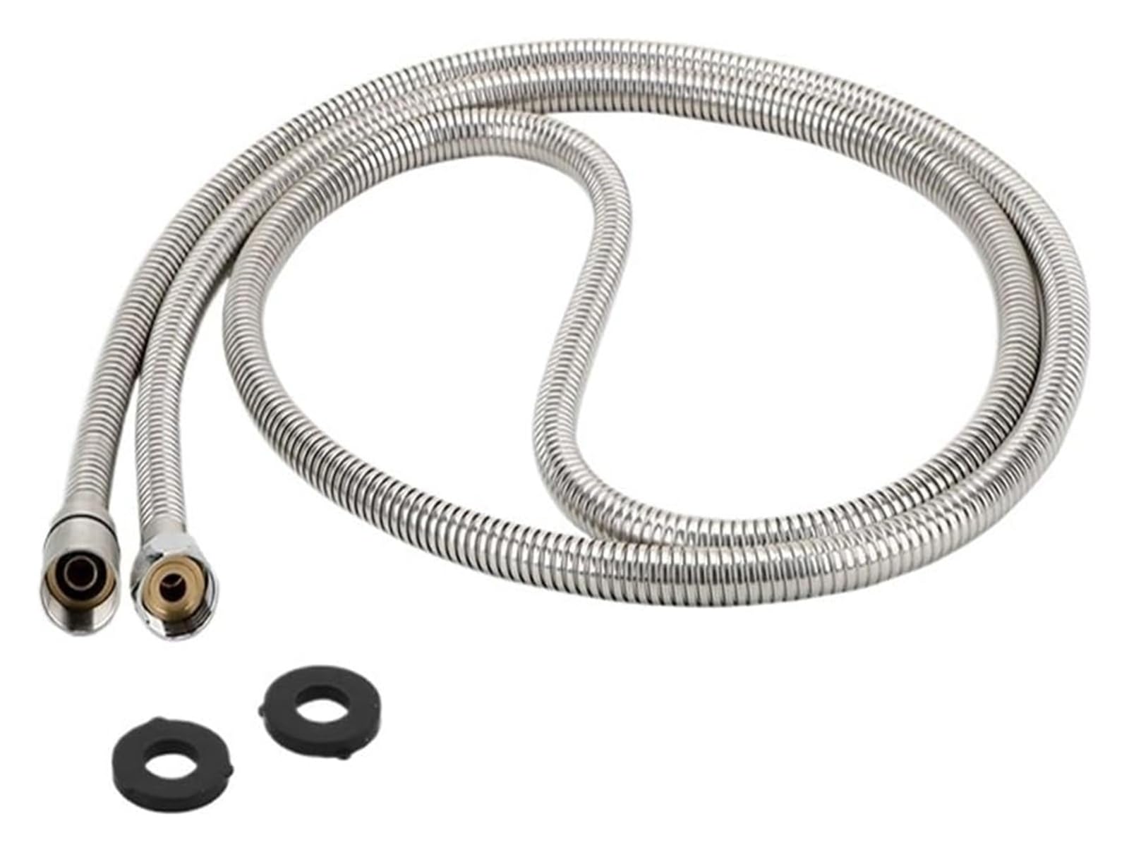 Gkirqvpe 1.2M Shower Hose, Stainless Steel Shower Hose Silver 1.5M 2M Bathroom Plumbing