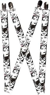 Buckle-Down Suspenders - Batgirl/Supergirl/Wonder Woman Retro Panels Bla Accessory, Multi-Colored, One Size