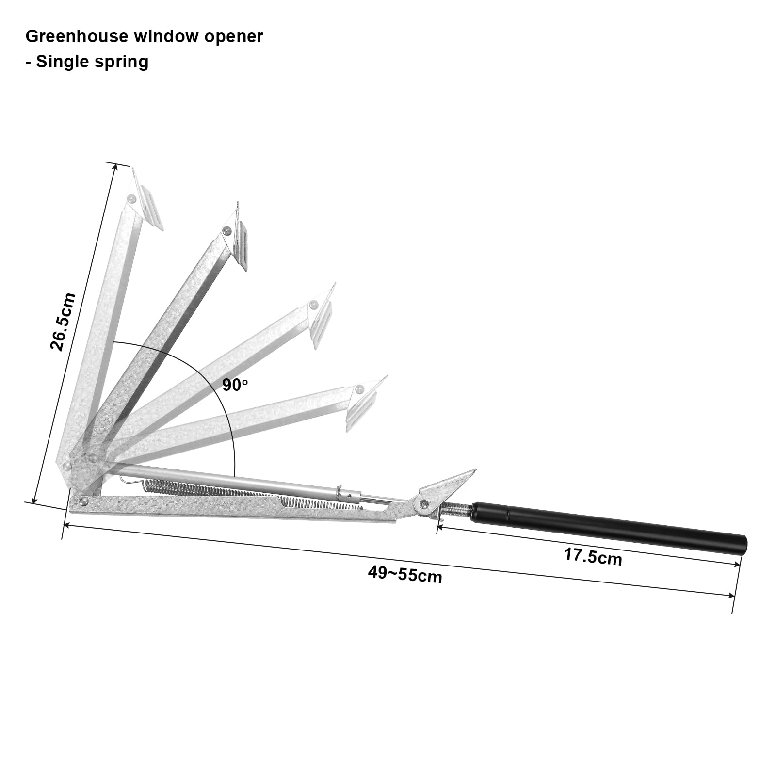 Lospitch Fensteröffner für Gewächshaus Gartenhäuser Temperaturgesteuert Hubkraft 14 kg, Gewächshaus Fensterheber, Hubhöhe 45 cm