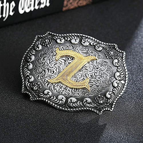 Image of HUABOLA CALYN Belt Buckle Men, Western Cowboy Rodeo Small Alphabet Letter ABCDMRJ to Z Initial Belt Buckles for Women