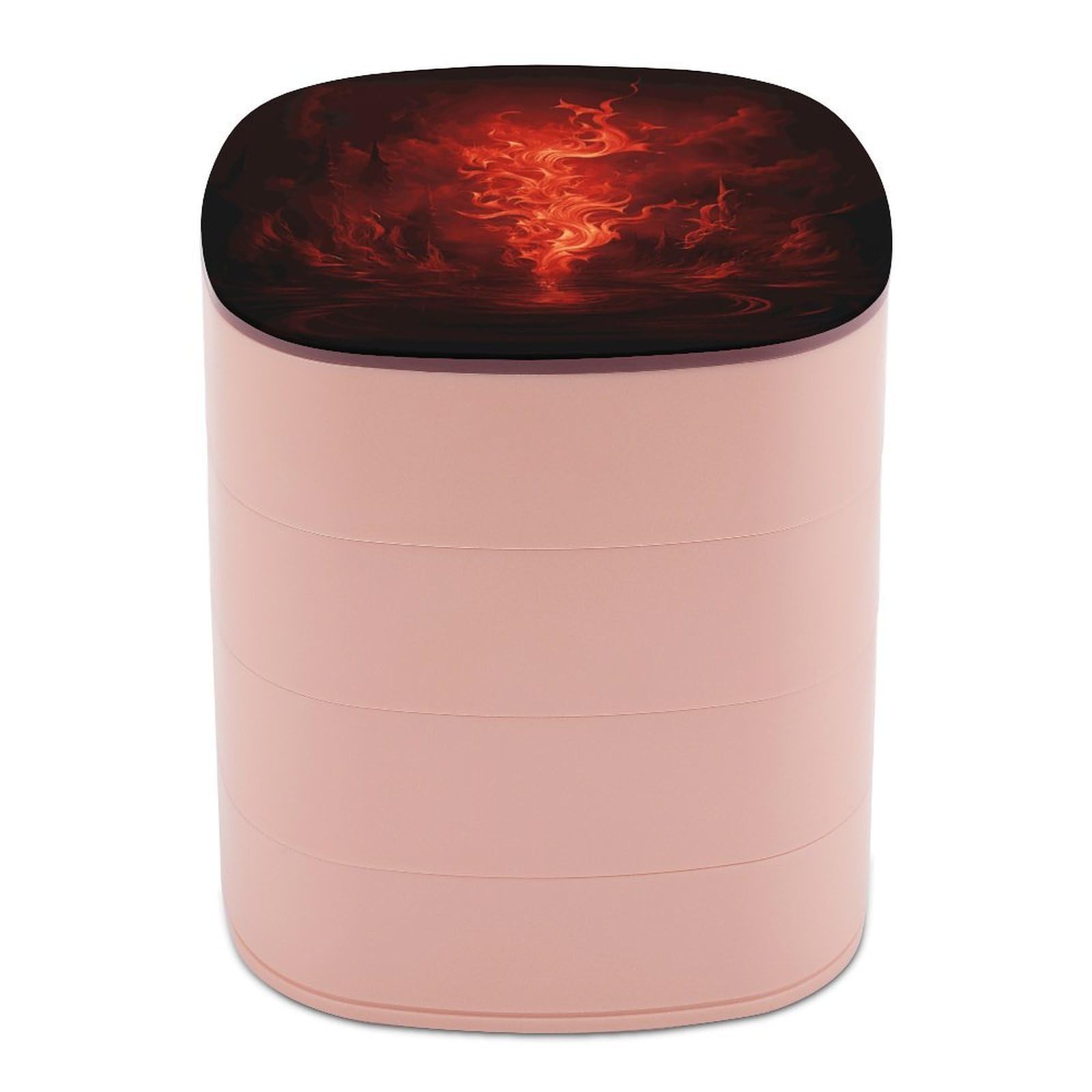 FekiLoot Red Flame Jewelry Box 4-Layers Rotatable Jewelry Organizer Storage Box with Mirror Cute Travel Jewelry Case Portable Earring Holder Organizer for Ring Necklace Bracelet