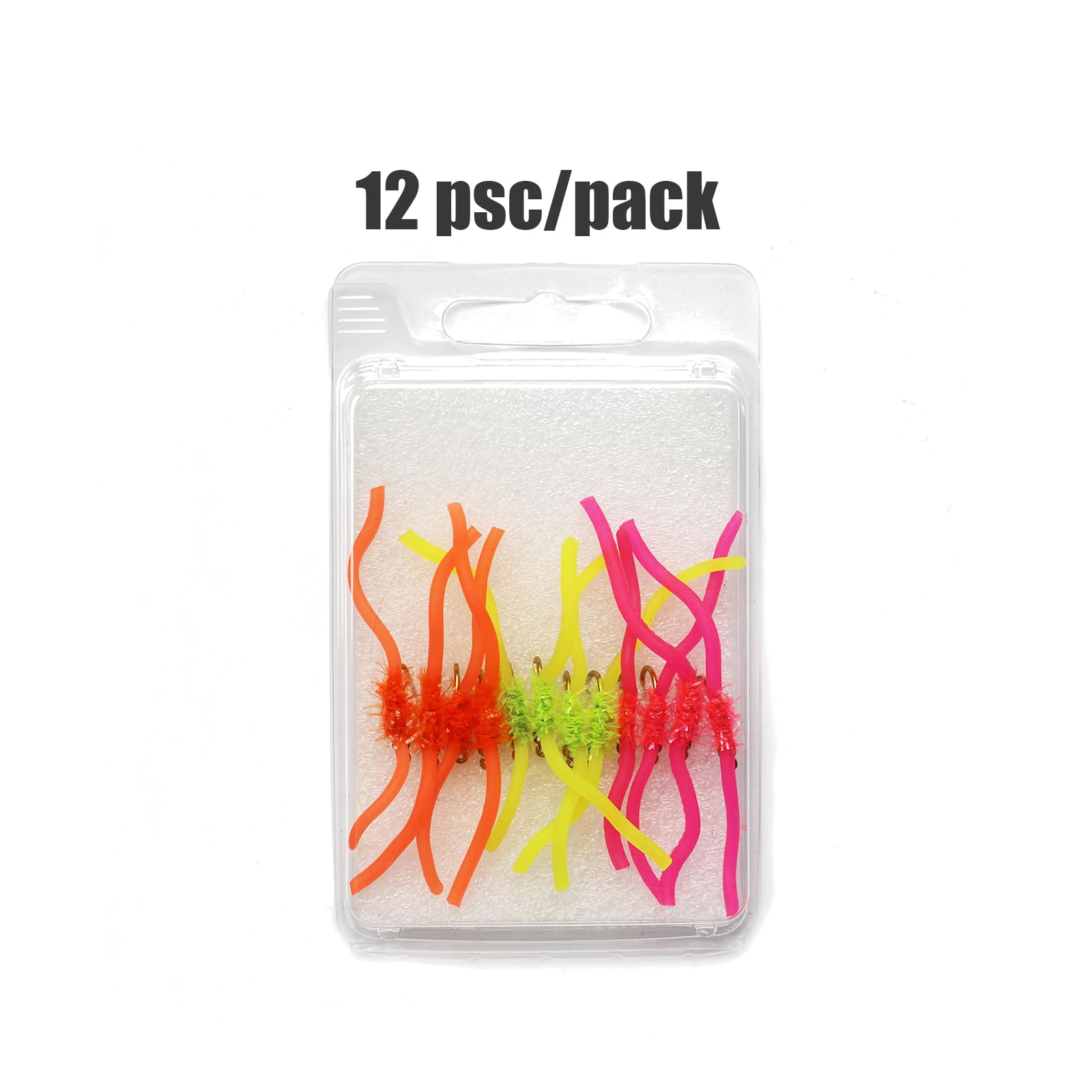 Tigofly 24 pcs/lot 3 couleurs UV Squirmy Worm Leurre Bug San Juan Worm Fly Fishing Lures Taille 8#