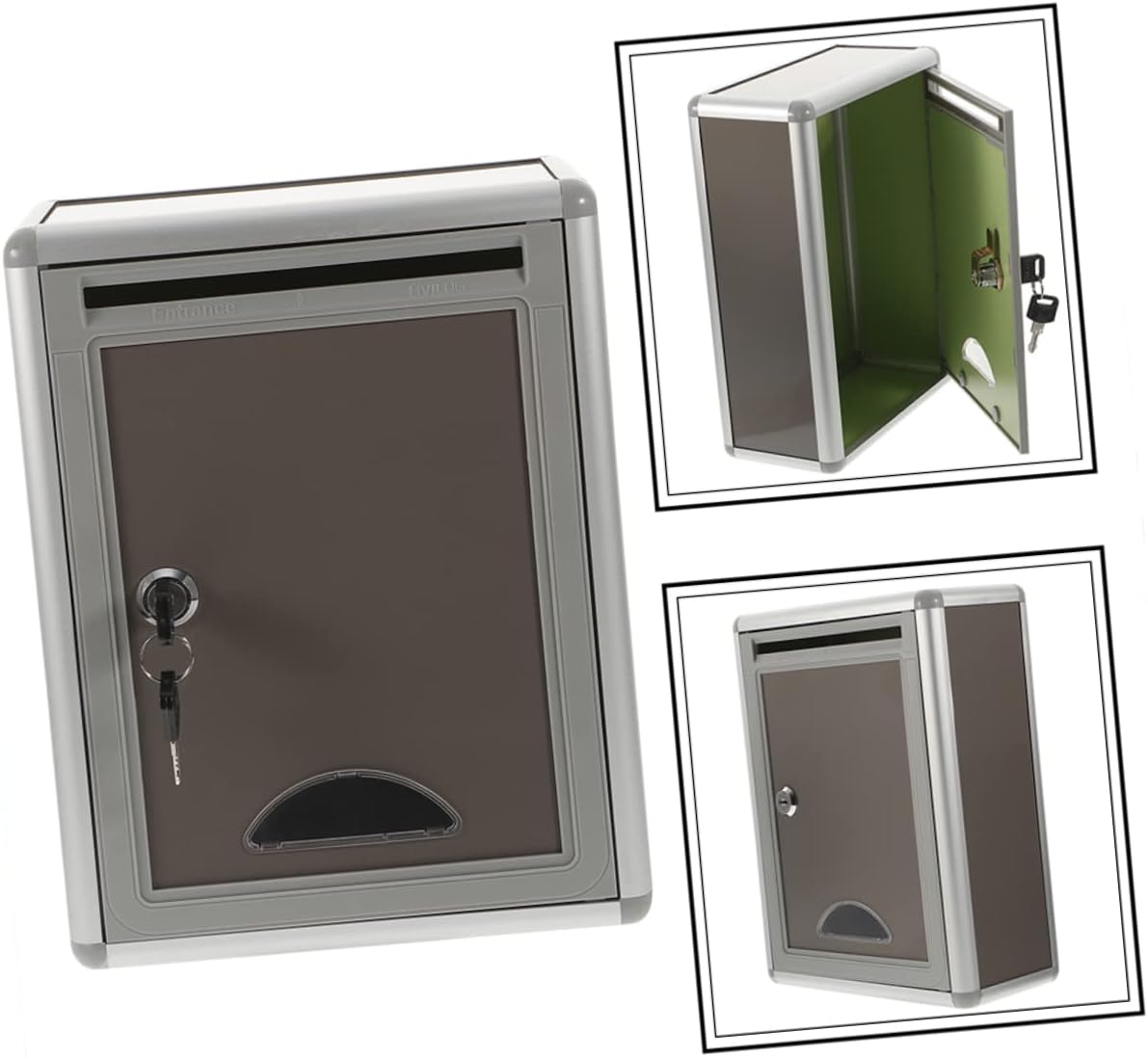 TEHAUX 2pcs Wall-Mounted Mailbox Metal Wall Mount Mail Box Capacity for Envelopes Documents Newspapers Magazines Lock