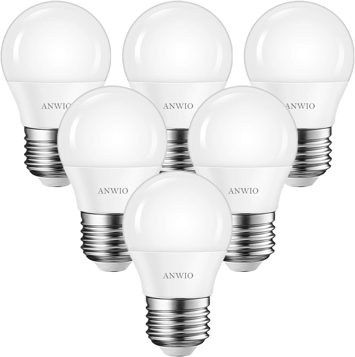 6x 4.5W Bombillas LED E27, Bombillas LED Casquillo Gordo G45 de 470 Lúmenes, Equivalente a 40W con 6500K Color Blanco Frío - ANWIO.