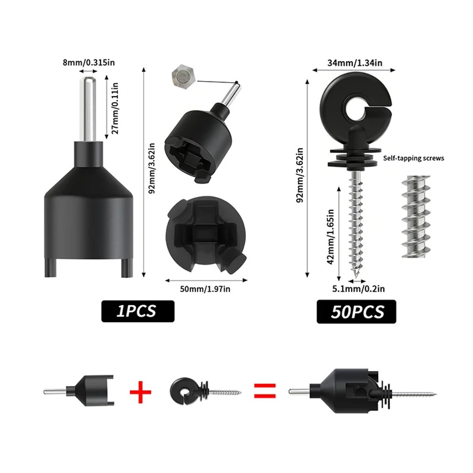 Aisladores De Cercas Eléctricas, 50 Uds., 1 Unidad, Herramienta Instalación, Poste Madera for Seguridad Animales Granja, Alambre Alto Voltaje Acc para Madera, Cuerda, Valla Eléctrica
