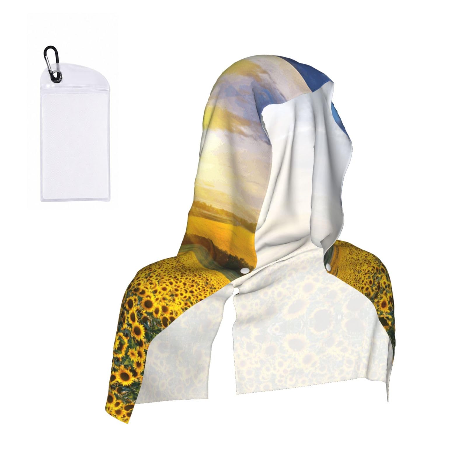 Sunflower Artwork Print Cooling Hoodie Towel, Cooling Towels For Neck And Face Sun Protection Instant Cool Hoodie(Sport/Camping/Work Out/Hot Weather)