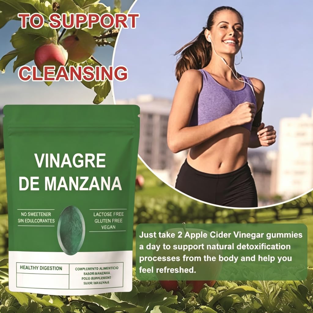 Gominolas de Vinagre de Sidra de Manzana Orgánico | Equilibrio digestivo, metabolismo, energía y vitalidad diaria, vegano, sin gluten