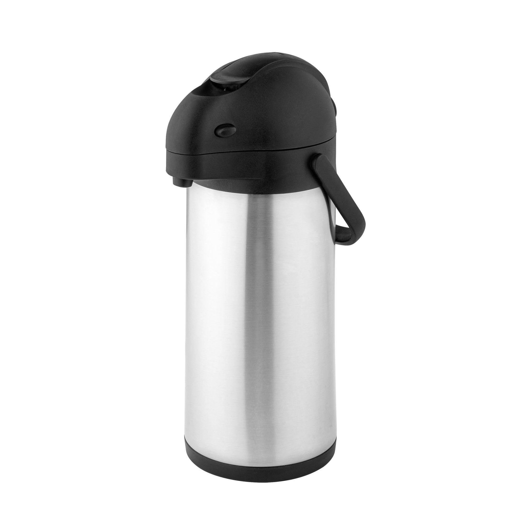 Restaurantware Met Lux 3 Liter Kaffeespender 1 Pumphebel Kaffeepumpspender – 24 Stunden Wärmespeicherung, eingebauter Griff, silberfarbener Edelstahl, Airpot Thermo-Kaffeekaraffe für Flughäfen