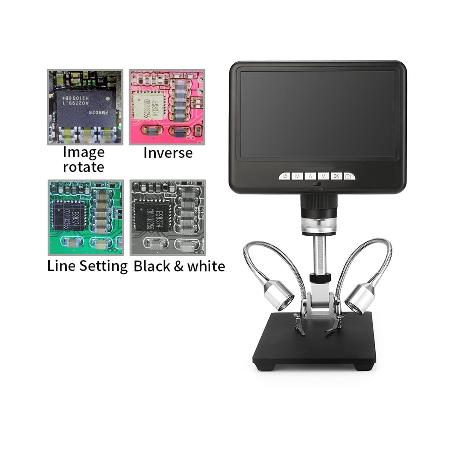 Mikroskop, 7" LCD Wyświetl cyfrowy 3. 2g USB. Mikroskop 100X przemysłowej kamery mikroskopowej wideo 2. 0mp 1080p