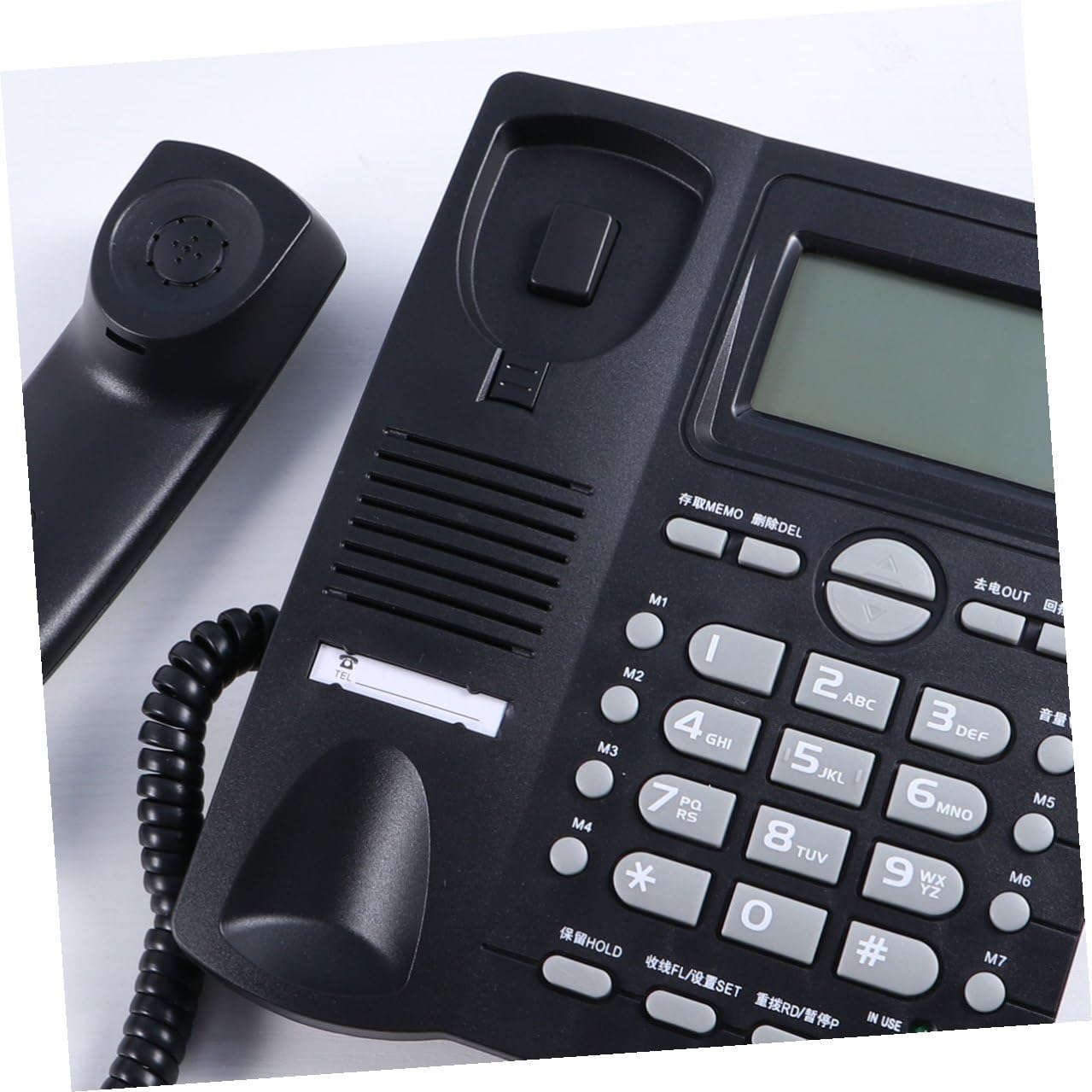 Telefono Fisso Doppio Nip e Identificazione Chiamante, Volume Suoneria Regolabile, Registrazione 50 Gruppi, in Plastica Nero per Casa e Negozio
