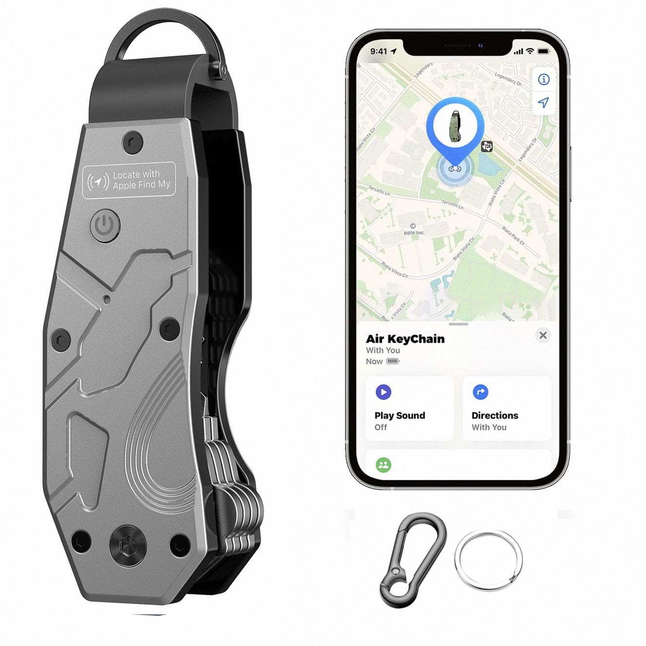 Air Keychain, Key Organizer Works with Apple Find My, Built-in airtag Chips, Holds 2-6 Keys, Car Key Chains with GPS Tracker, Key Finder, Minimalist