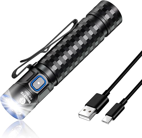 Brinyte E18 Pheme LED recargable de 1200 lúmenes linterna ultracompacta ideal para búsqueda en el hogar campamento al aire libre senderismo