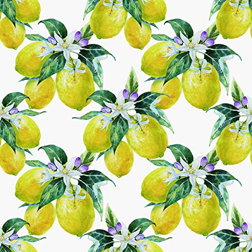 HotDecor Selbstklebende Tapete Blumen/Zitrone Dekofolie Möbelfolie Küchenschränke Gold Grün Tapeten Blumen Wohnzimmer Küche Klebefolie Möbel Muster Vintage PVC Wasserdichte Schrankfolie 60 X 300CM Cover