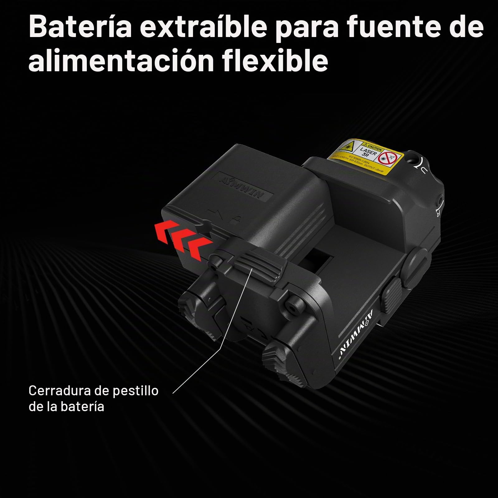 AIMWIN WL10 GL Linterna Táctica con Láser Verde 900 Lúmenes para Pistolas, Luz de Arma Recargable Magnética Compatible con Rieles 1913 y GL