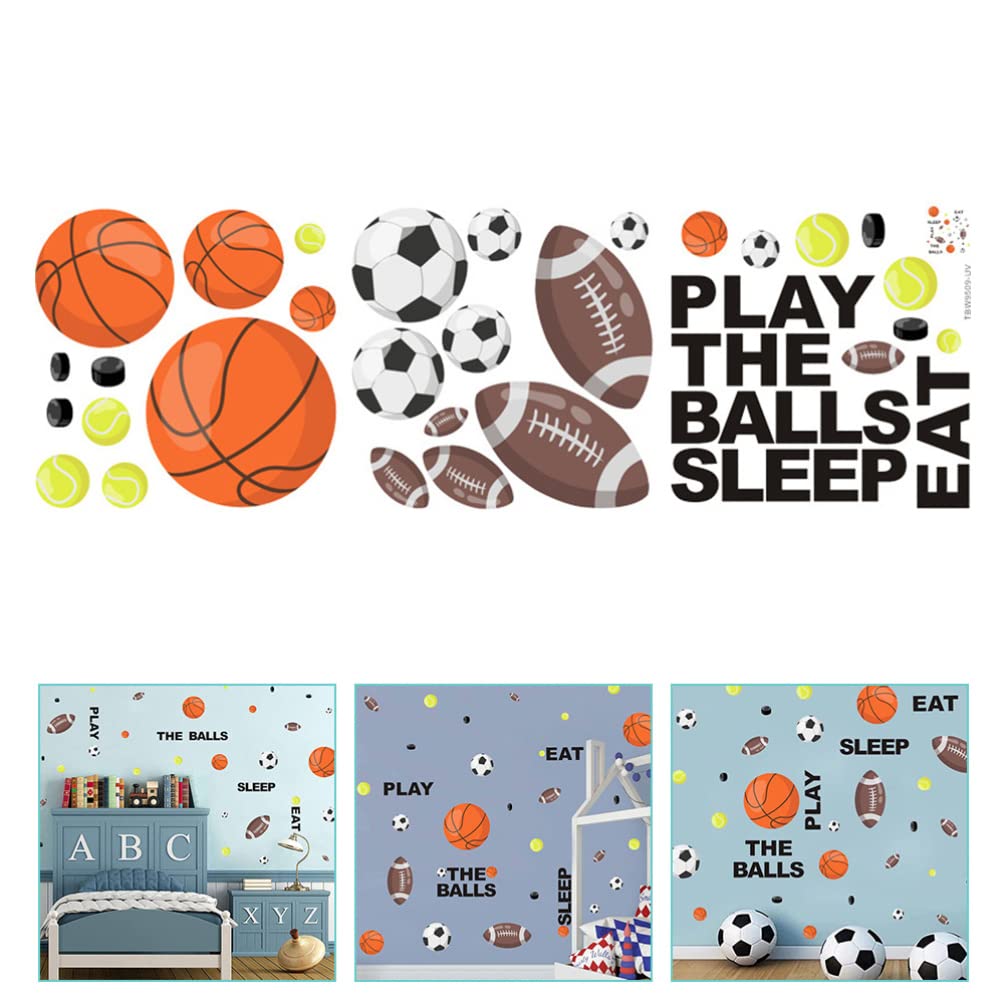 Adesivo Murale Sportivo a Palloni per Cameretta Ragazzo Ragazza Pvc | DIY Rimovibile, Motivo Cartoon Creativo e Adorabile, Decorazione per Parete