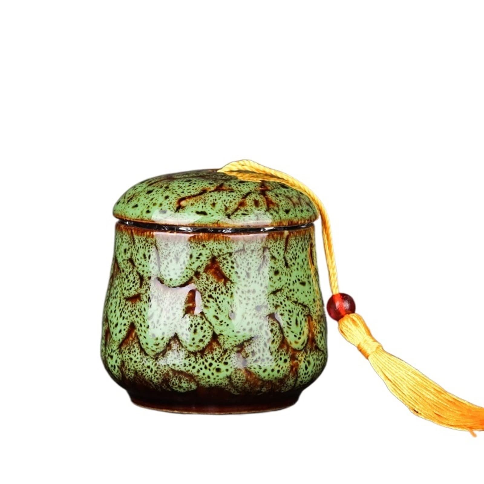 JINGYAN Tea Storage Jars Ceramic Tea Jar Mini Trumpet Portable Kiln Sealed Household Storage Living Room Coffee Table Home Decoration