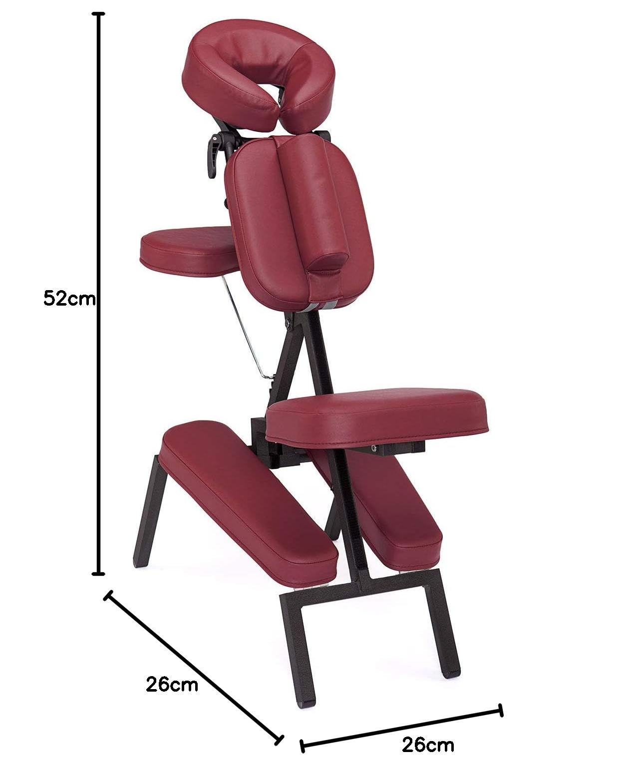 WellTouch VITAL Massagestuhl, klappbar, Burgund, Stuhl für Mobile Massage und Shiatsu, inklusive rollbarer Tragetasche