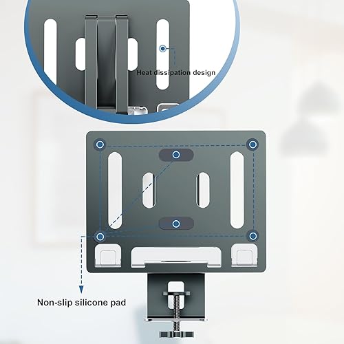 Miniatura 8 de Soporte para computadora portátil para escritorio, soporte de brazo para tableta con rotación de 360, bandeja de aluminio ajustable para laptop,