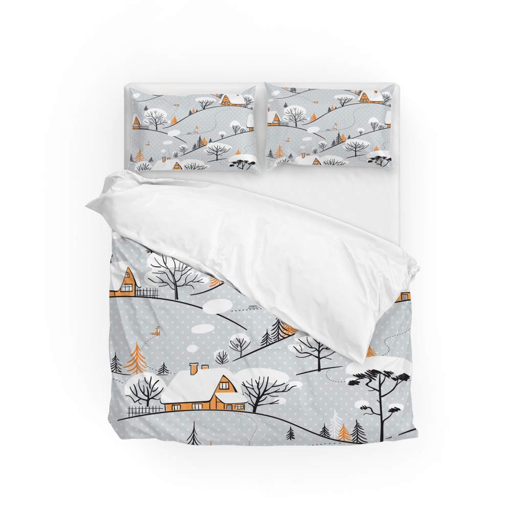 Parure de lit King polyester motif 3 avec housse de couette toutes saisons 3 pièces