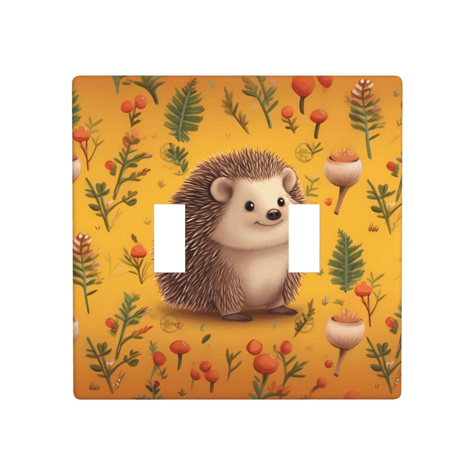 2 Gang Double Toggle Wall Plates, Unbreakable Decorative Duplex Light Switch Plate Covers Hedgehog Electrical Switchplate Cover Faceplate For Bathroom Kitchen Decor