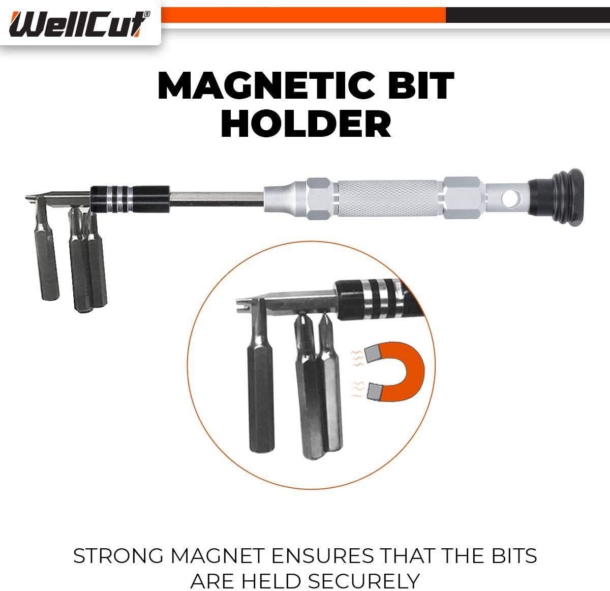 WELLCUT WC-MPS38U - Juego de destornilladores de precisión multiusos con barra de extensión (38 piezas)