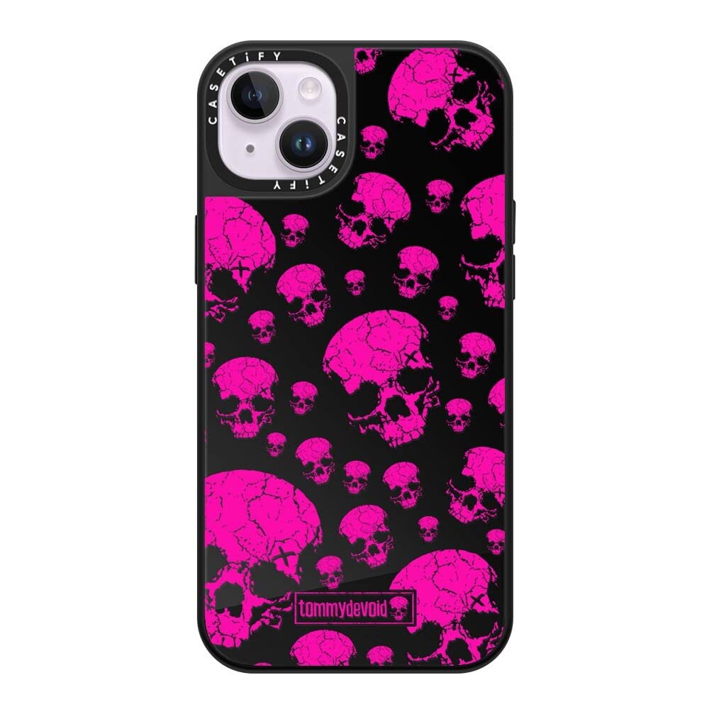 CASETiFY Mirror Case for iPhone 14 Plus Compatible with Magsafe - Rest in Pink - Black on Black