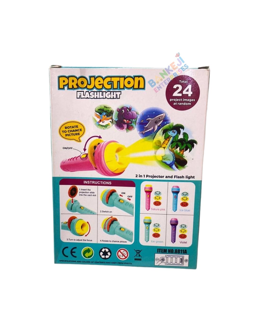 Banke Ji Enterprises Plastic Projection Flash Light | Realistic Design | Indoor Outdoor Play | Interactive & Engaging | Safe & Durable | Fun Learning Toy for Boys & Girls