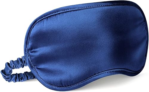Miniatura 1 de Antifaz suave de seda para cubrir los ojos al dormir, viajar o tomar siestas, con elástico para la cabeza, EM001-Navy Blue, Azul marino, 1