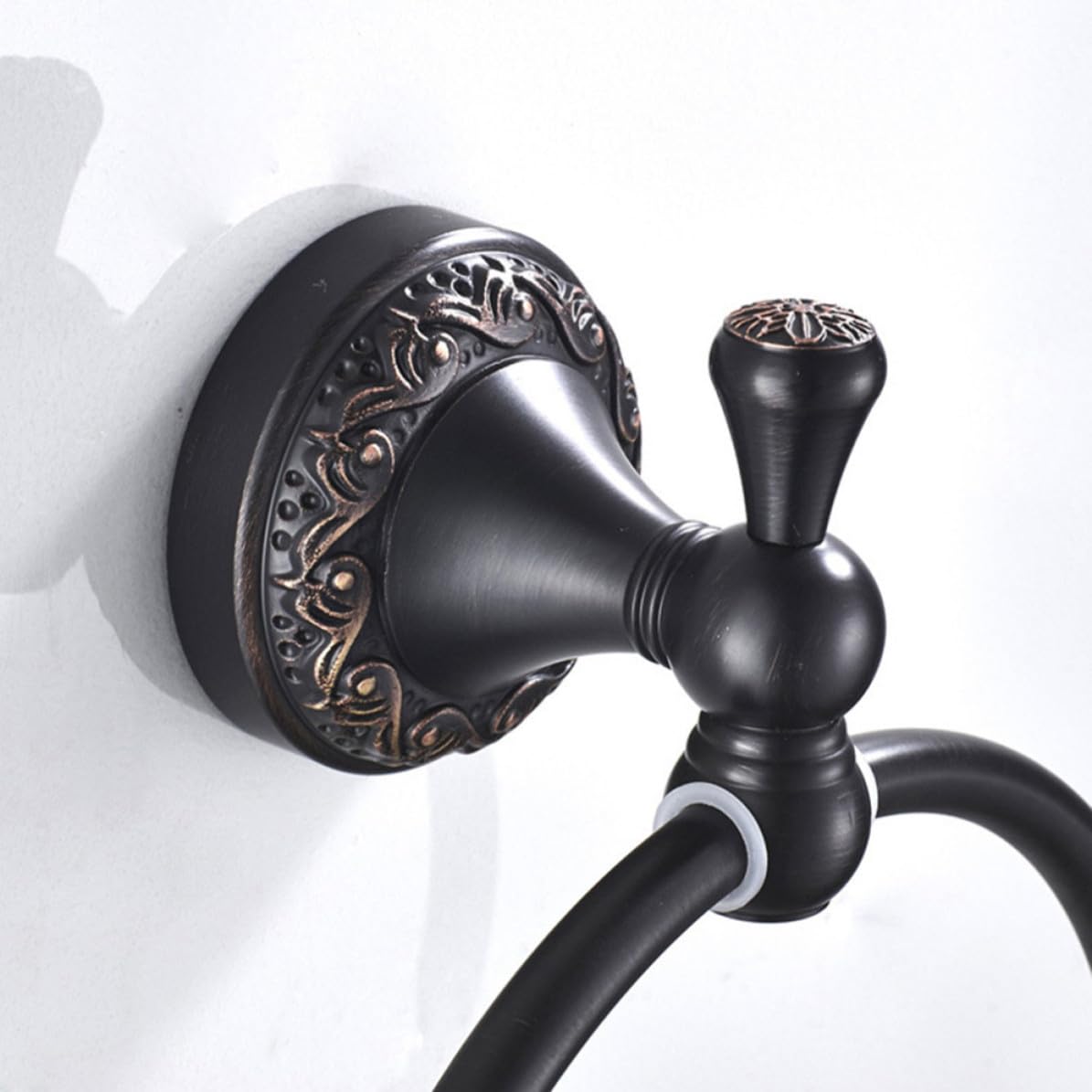 Operitacx Toallero Vintage de Cobre Negro Cepillado, Aro Redondo Resistente al Vapor y Altas Temperaturas para Baño, Montaje en Pared Tornillos de Expansión