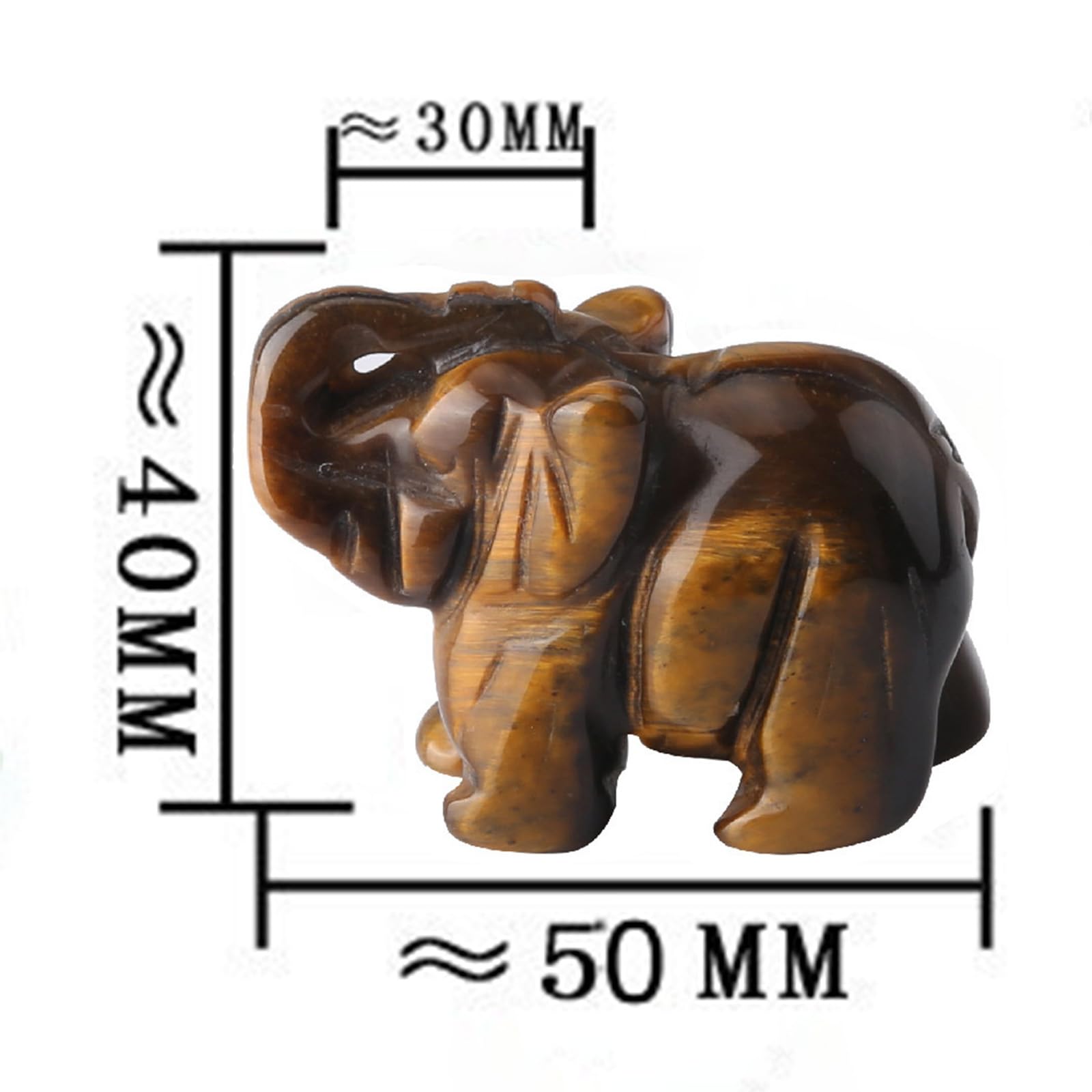 Jarsense 2 Inch Tigers Eye Crystal Elephant Ornament Healing Crystal Home Jewelry Natural Jade Crystal Carving Gift - Image 2