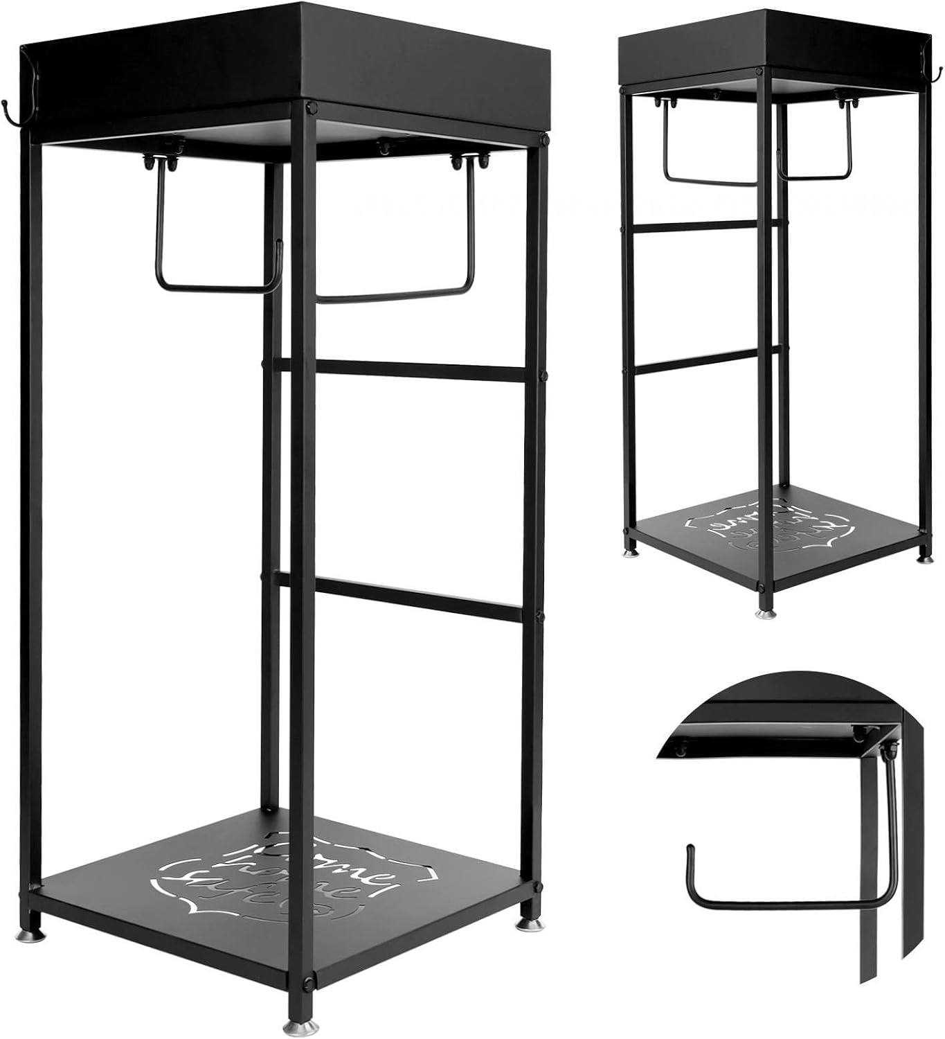 Police Gear Stand, 170 Lbs Heavy Duty Armor Stand with 3 Durable Hooks, Free-Standing All Iron Frame Gun Rack for Vests, Belts & Accessories, Black