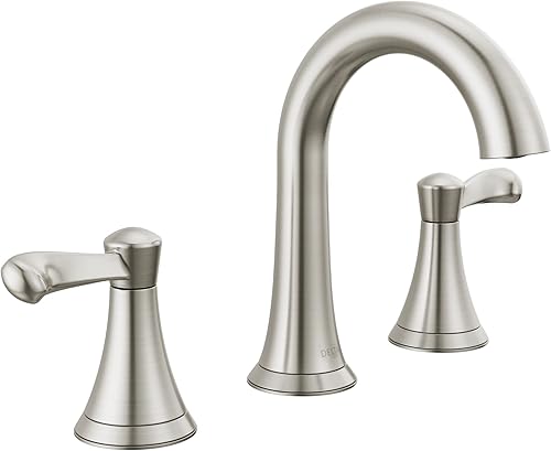Delta Faucet Esato - Grifo de baño generalizado de níquel cepillado, grifo de baño de 3 agujeros, grifo de lavabo de baño, ensamblaje de drenaje,