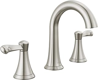 Delta Faucet Esato Widespread Bathroom Faucet Brushed Nickel, Bathroom Faucet 3 Hole, Bathroom Sink Faucet, Drain Assembl...