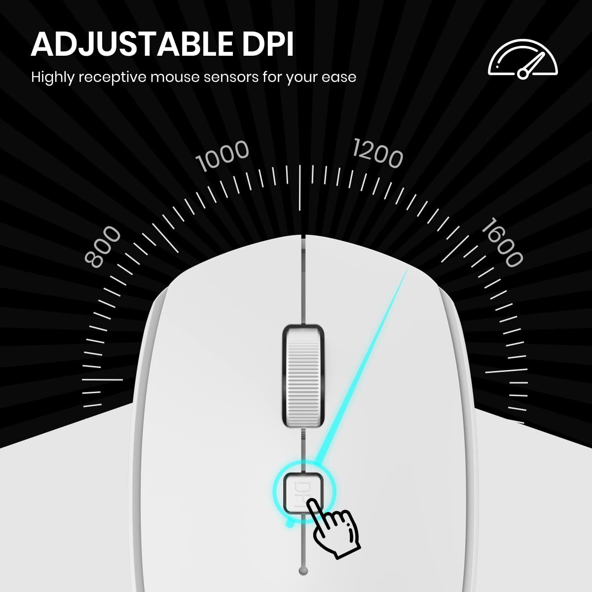 Portronics Toad 23 Wireless Optical Mouse with 2.4GHz, USB Nano Dongle, Optical Orientation, Click Wheel, Adjustable DPI(Black) - Image 9