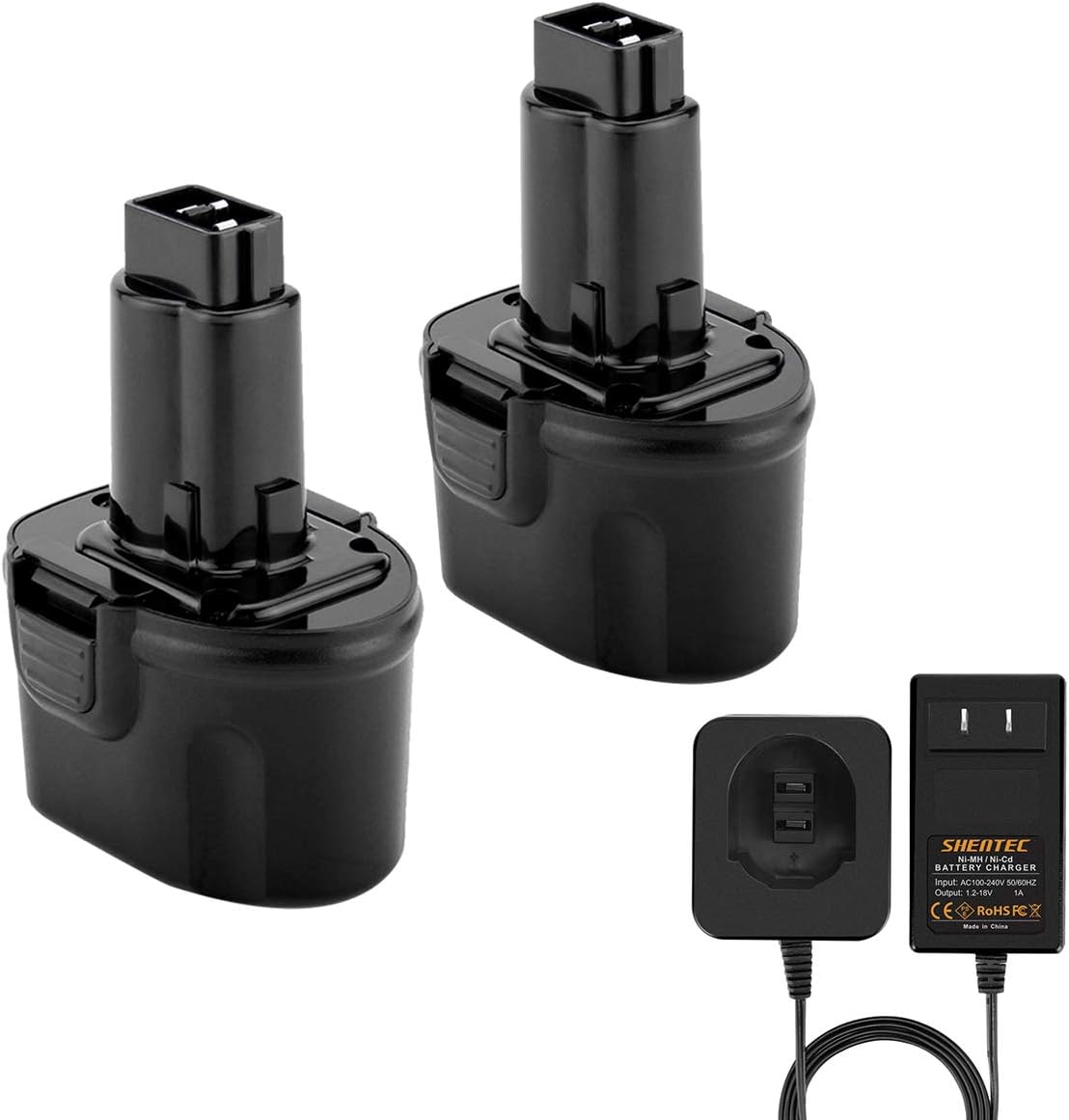 Shentec 2 Pack 3000mAh 7.2V Ni-MH Battery Compatible with Dewalt DW9057 DE9057 DE9085 DW920K DW920K2 DW925K DW925K2 DW968K(Ni-MH/Ni-Cd Battery Charger Included)