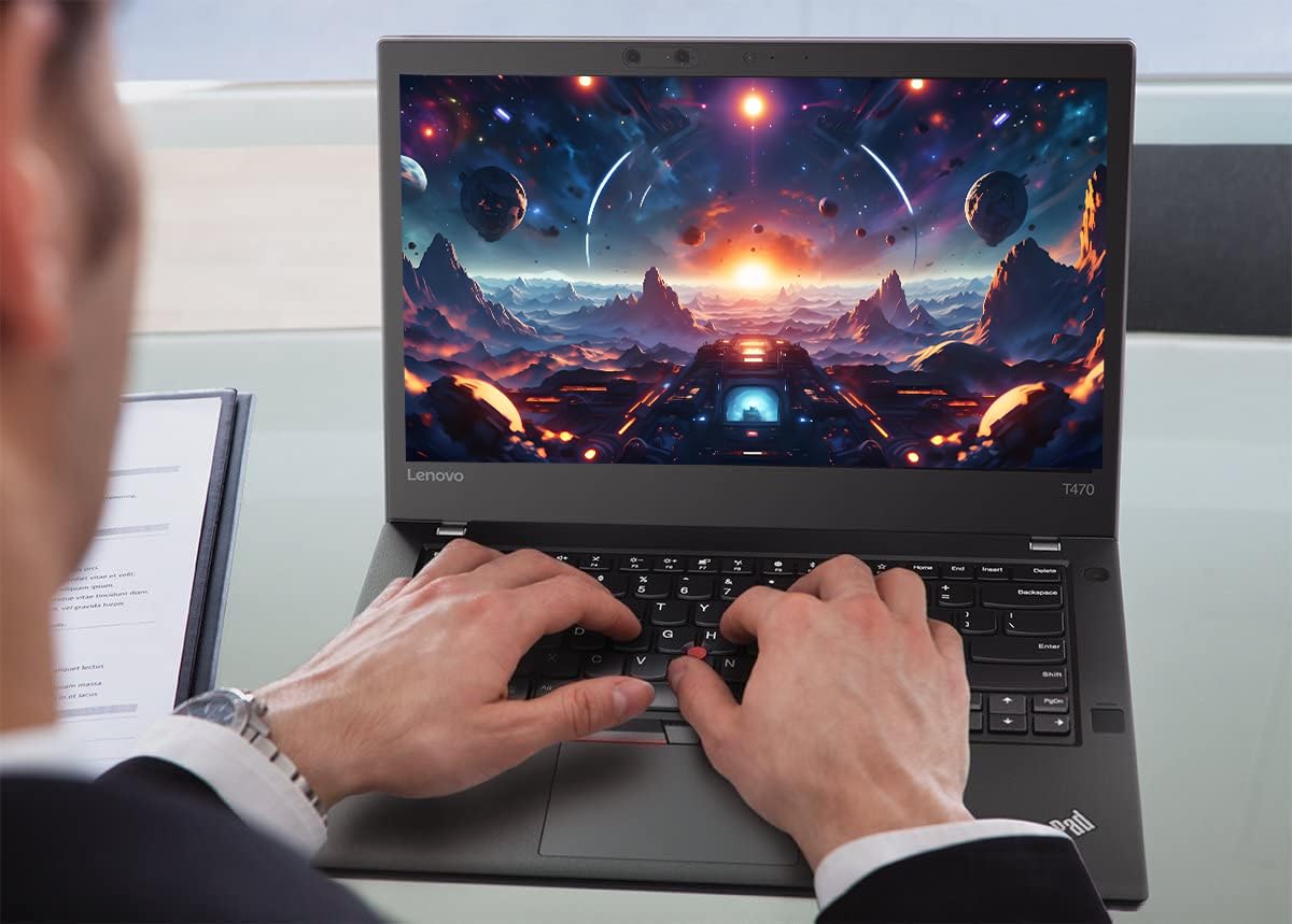 Lenovo Thinkpad T470 Ordinateur Portable Professionnel, 14 Pouces HD (1366 x 768), Intel Core i5-6300U, 8 Go de RAM, SSD de 256 Go, Clavier QWERTY américain, Windows 11 Pro (reconditionné)