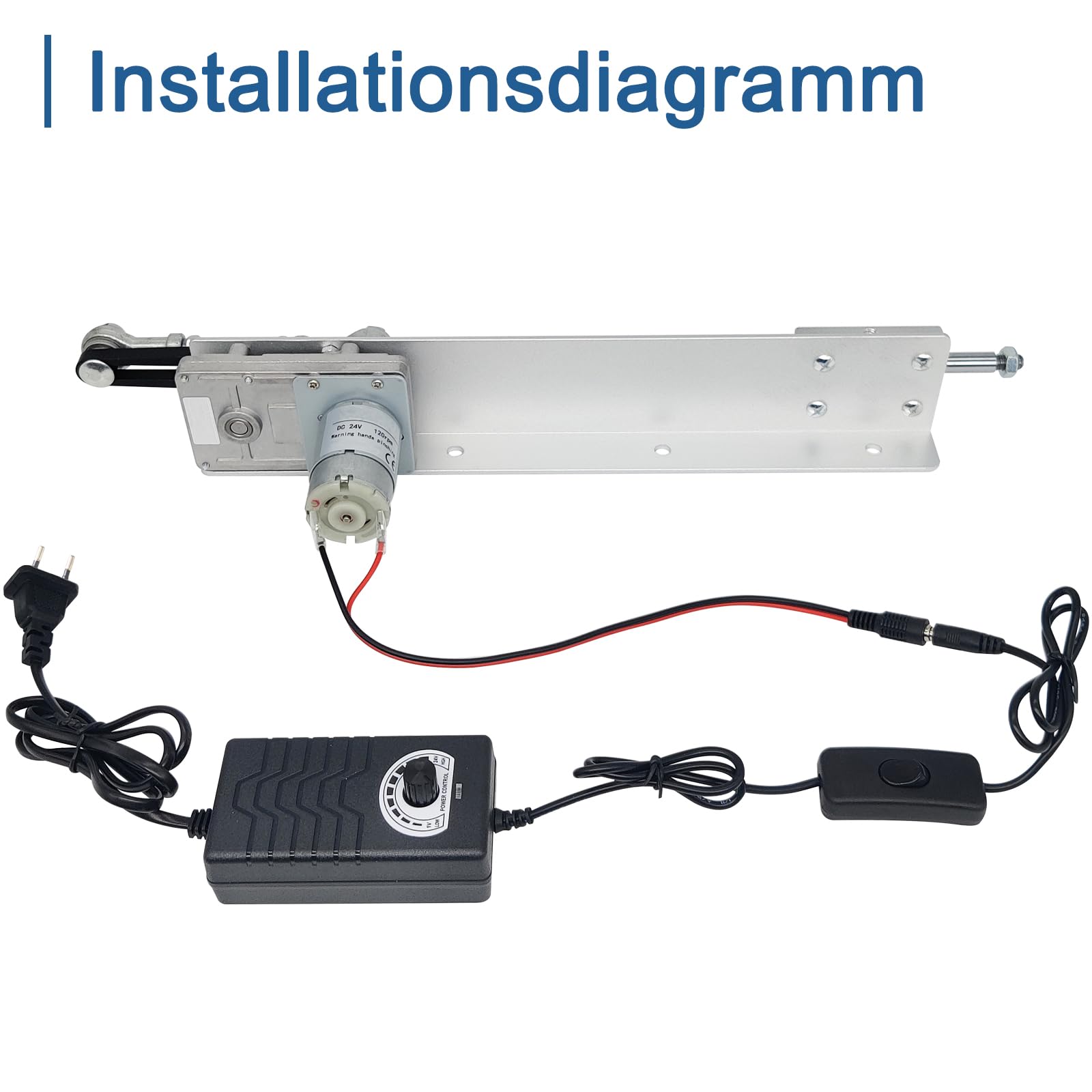 Motor de pistón, actuador lineal, CC 24 V, hub, 3-15 cm, 160 rpm, empuje máximo 13 kg, con regulador de velocidad (24 V, 150 mm, 160 rpm)