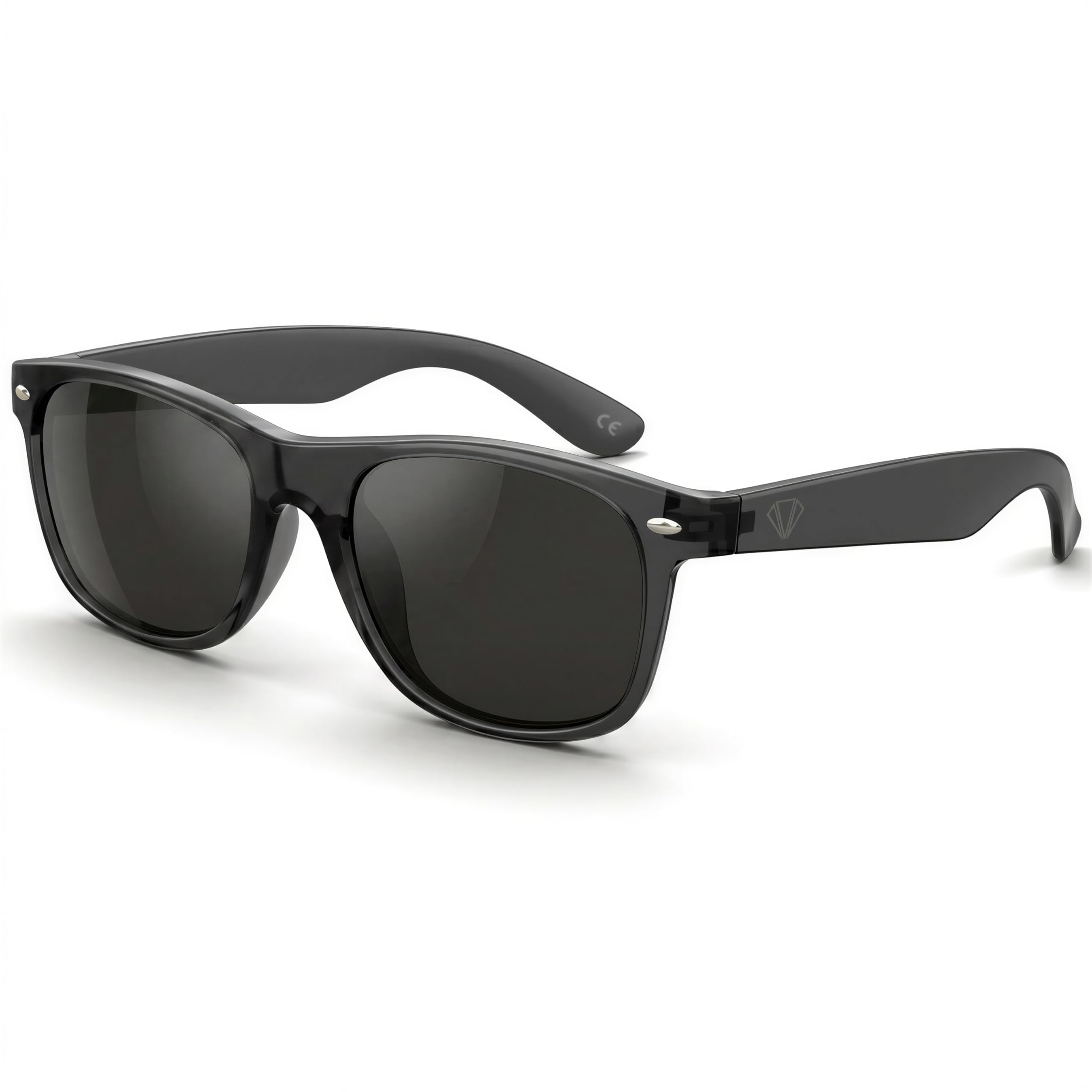 Gafas de Sol Polarizadas con Antirreflejantes, Estilo Icónico y Atemporal, Negro Translúcido, Ligeras y Cómodas, Protección 100% UV400
