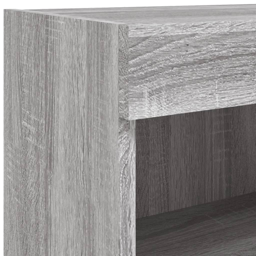 vidaXL 4-TLG. Wohnwand mit LED-Beleuchtung Grau Sonoma Holzwerkstoff