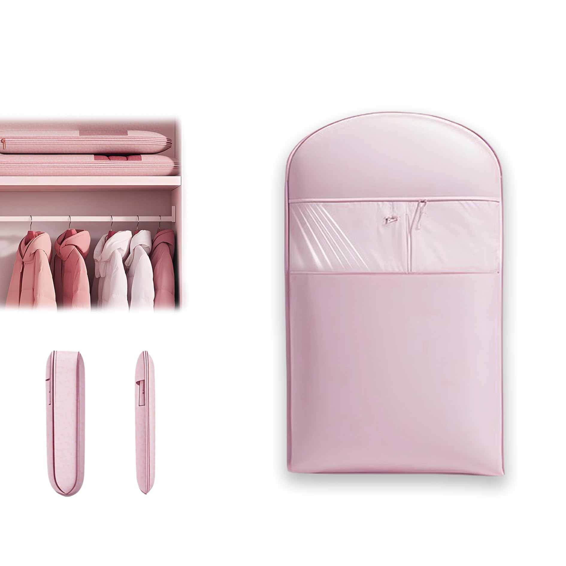 Space Saving Hanging Garment Bag with Self Compression Zipper Space Saver Closet Organizers Garment Bags for Hanging Clothes