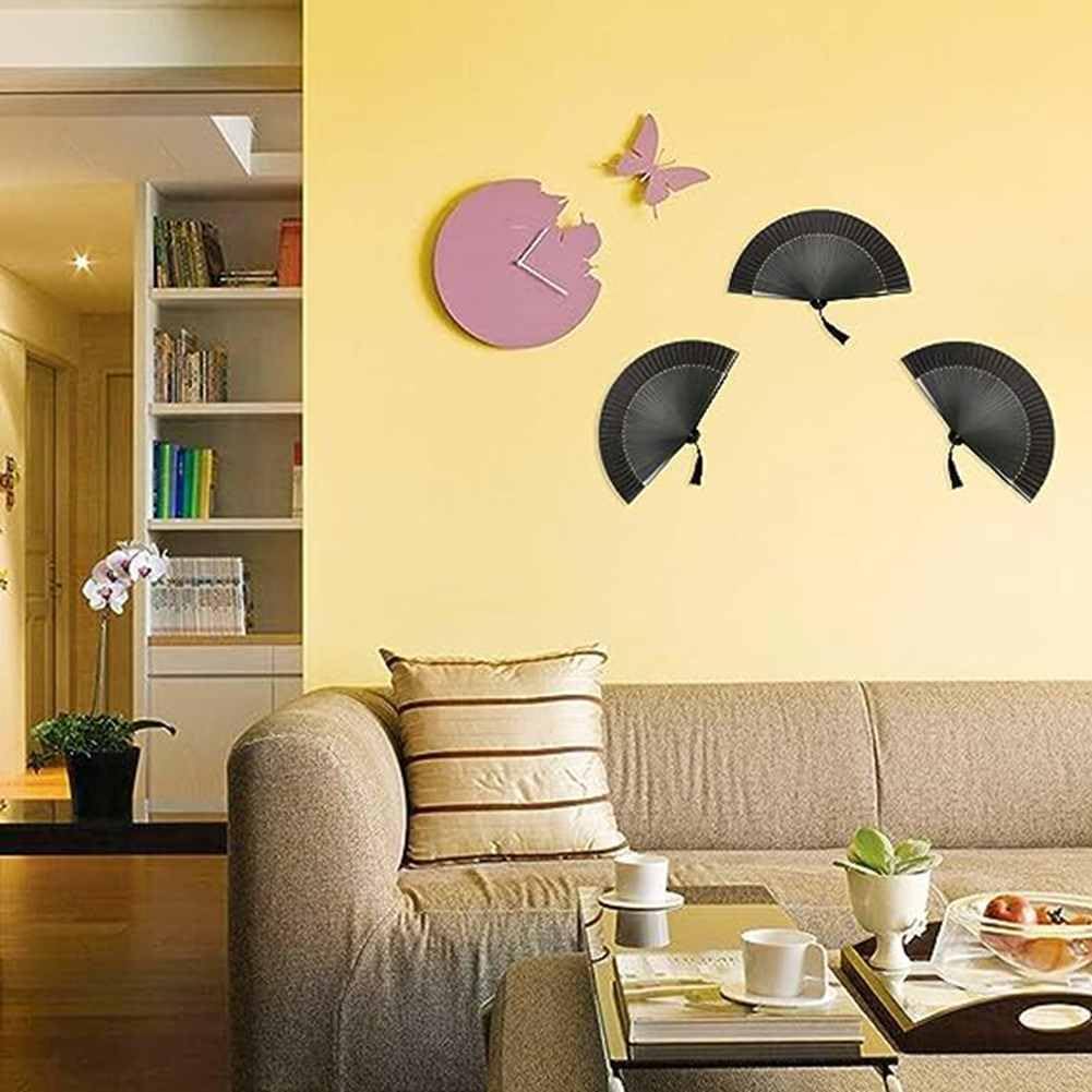 Seide Faltfächer Bambus Handfächer Chinesischer Vintage Stil taschenfächer Hohlem Bambus Skelettfächer Handheld Fan mit Quasten für Party Hochzeit Geschenk 21cm Grüner Farbverlauf 15#