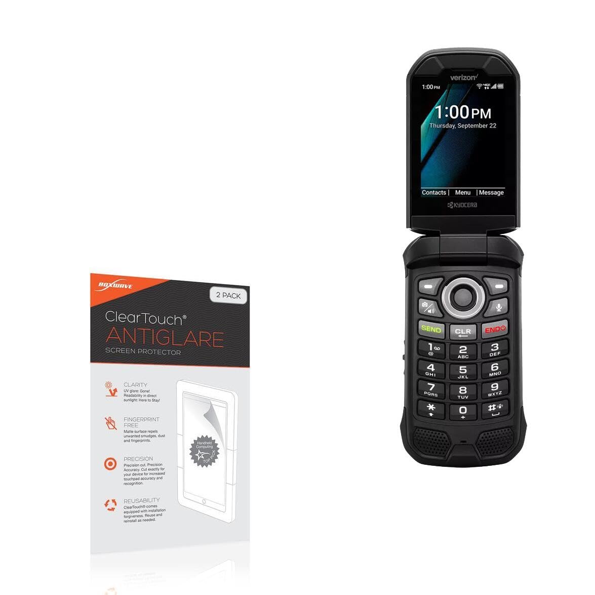 BoxWave Screen Protector Compatible With Kyocera DuraXV Extreme+ - ClearTouch Anti-Glare (2-Pack), Anti-Fingerprint Matte Film Skin