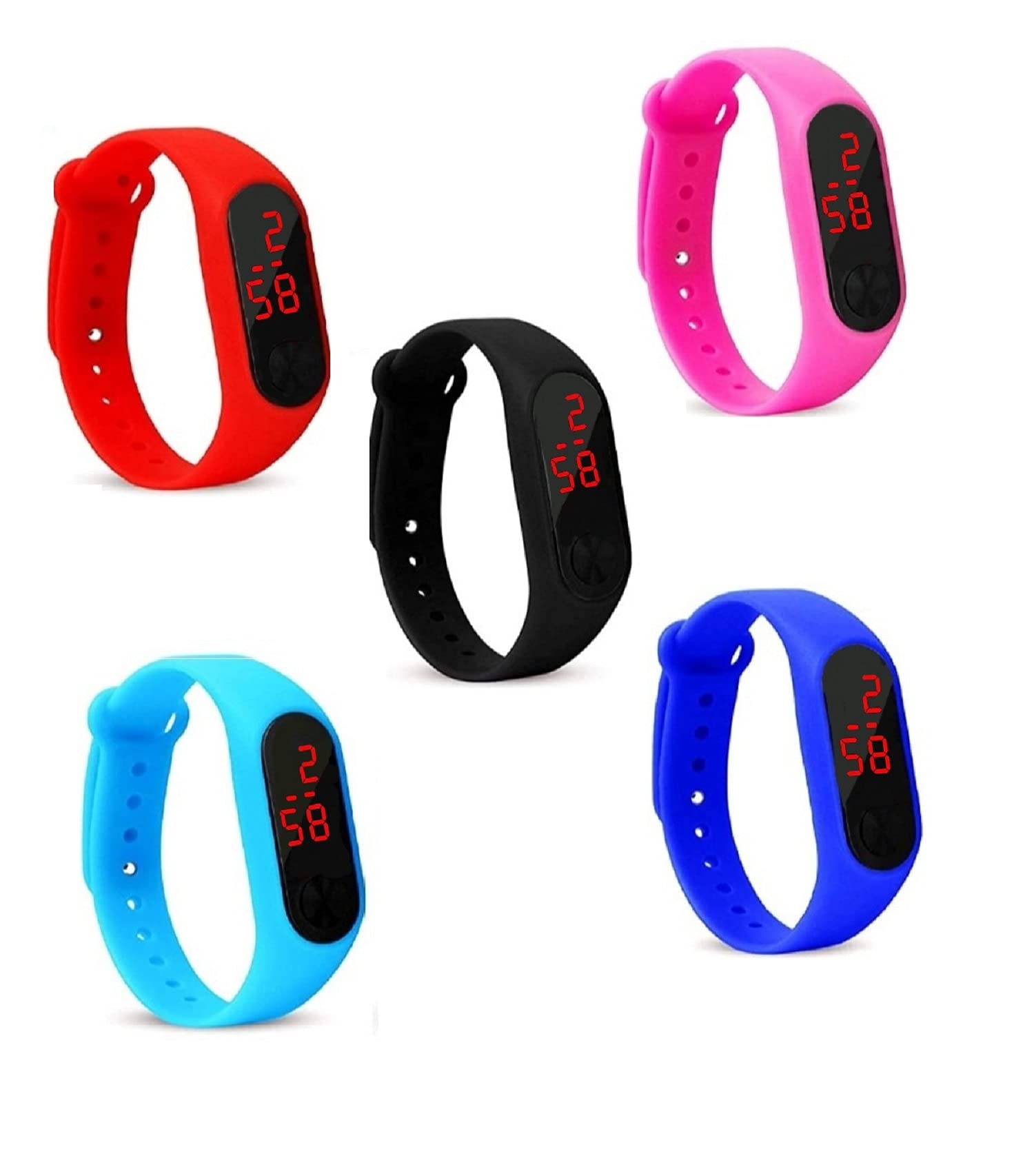 TONSY Silicone Slim Digital LED Black Red Dial Boys and Girls Bracelet Band Watch - Combo Set of 3 Watch for Kids Boys and Girls Kids Boys Watches/Mens Watches (Sky 5 M2 Combo Multicolour) (B08QSD4PMN) Amazon Price History, Amazon Price Tracker